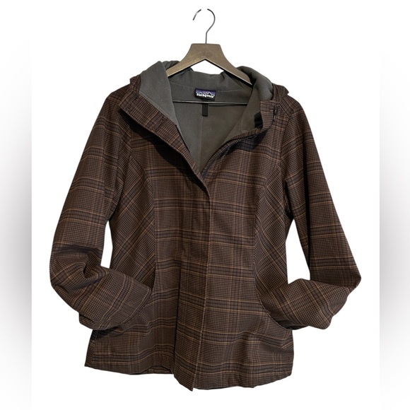 Patagonia Jackets & Blazers - Patagonia Darya Plaid Fleece Lined Hooded Jacket Raven Windproof Size Large